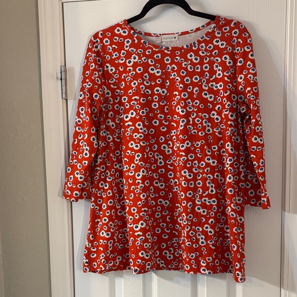 Nuggle Red & Blue leopard Top